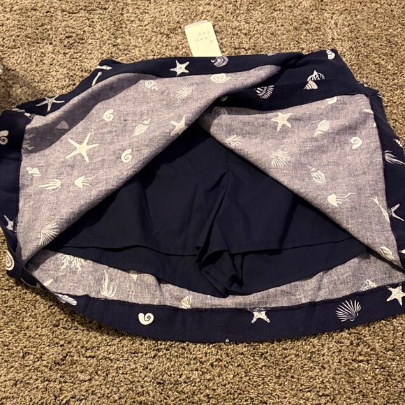 Navy Blue Sea Life Print Skirt - Picture 2 of 5